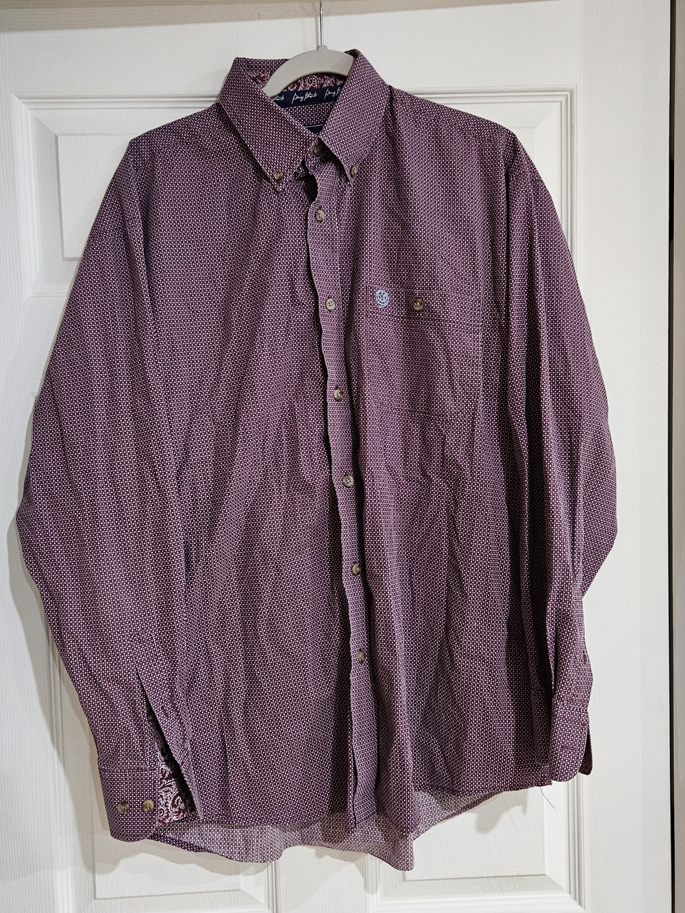 Wrangler George Strait Cowboy Cut Collection Men's Large Shirt Small Dot Design